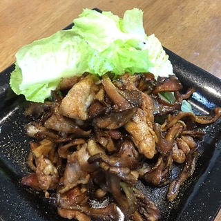 余ったうなぎのタレで鶏肉と舞茸炒め